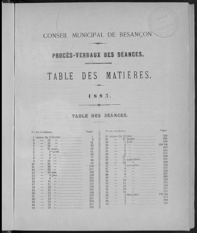 Registre des délibérations du Conseil municipal pour l'année 1885 (imprimé)