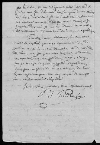 Ms Z 593 - Pierre-Joseph Proudhon. Lettre à Alfred Assolant. Bruxelles. 11 septembre 1862.