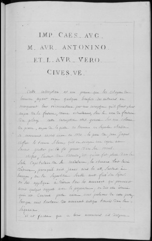 Ms Baverel 19 - « Recueil d'inscriptions romaines trouvées dans la Séquanie, 1809 », par l'abbé J.-P. Baverel