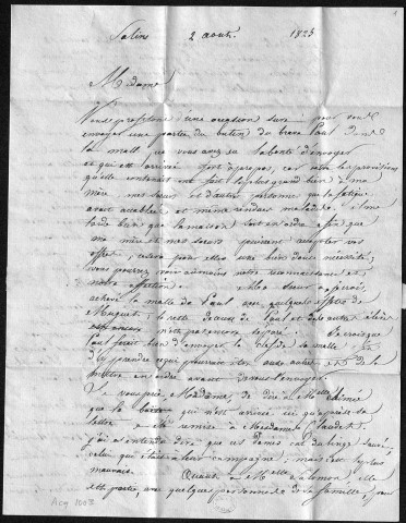 Ms Z 464 - Victor Considérant. Lettres à Clarisse Vigoureux et Julie Vigoureux-Considérant. 1825-1846.