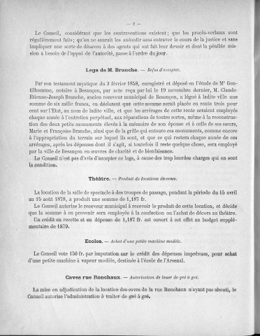 Registre des délibérations du Conseil municipal pour l'année 1879 (imprimé)