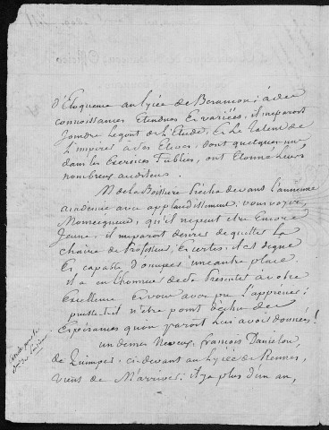 Ms Z 437 - Claude Le Coz, archevêque de Besançon. Lettre au marquis de Fontanes, grand maître de l'Université impériale. 8 avril 1809.