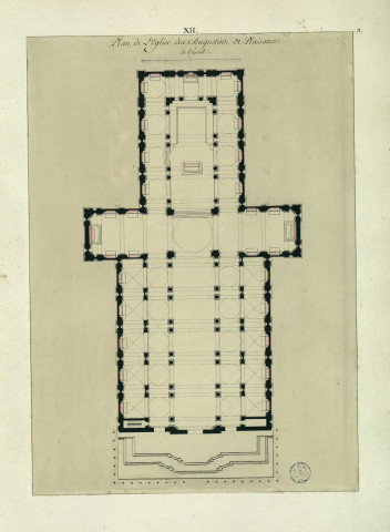 Plan de l'église des Augustins de Plaisance, de Vignole / Pierre-Adrien Pâris , [S.l.] : [P.-A. Pâris], [1700-1800]