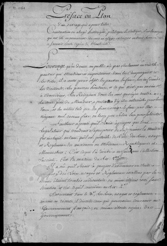 Ms 1781 - Mémoires de Jean-Baptiste d'Auxiron concernant les pauvres et la mendicité