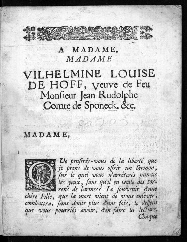 L'empire de la mort sur tous les hommes ou Sermon funèbre à l'occasion de la mort heureuse de Madame Eberhardine Henriette Louise, née comtesse de Sponeck... arrivée à Montbéliard le 15e. février 1745... prononcé par Jean Morel,...