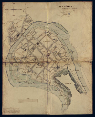 Plan général de la ville de Besançon dit "Plan Royal" réalisé entre 1815 et 1820, avec un plan d'assemblage (concerne uniquement la Boucle et Battant).