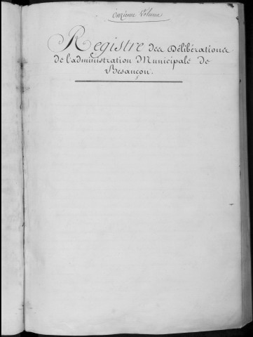 Délibérations municipales du Canton (Le conseil Général de la Commune et le Conseil Municipal fusionnent pour devenir la municipalité cantonales) 2 février 1796 - 13 janvier 1797 ((ancienne cote : 1D2)