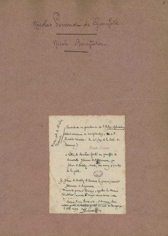 Ms 1810-1811 - Les Granvelle. Notes d'Auguste Castan (1833-1892)