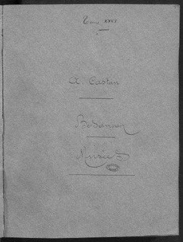 Ms 1822 - Les Musées de Besançon. Notes d'Auguste Castan (1833-1892)