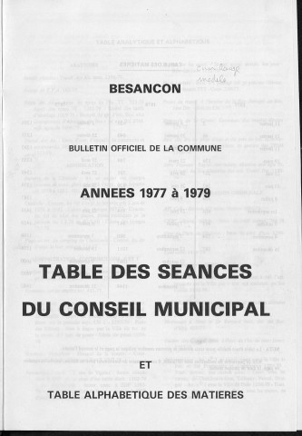 Registre des délibérations du conseil municipal. : Années 1977-1979.