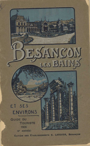 Besançon et ses environs : 15	brochures "Besançon", 1985-1988 ; 11 brochures "Guide Officiel Illustré : Besançon", 1933 ; 1 brochure "Guide de Besançon", 1974 ; 3 brochures "Besançon" (dont un dessin de Rivotte), 1979 ; 4 brochures "Besançon" (dont une photographie de la Porte Rivotte), 1977-1978 ; 1 brochure "Besançon les Bains et ses environs", 1926 ; 1 brochure	"Besançon : Petit Guide Indicateur", 1913-1914 ; 1 brochure "Besançon : La Franche Comté pittoresque