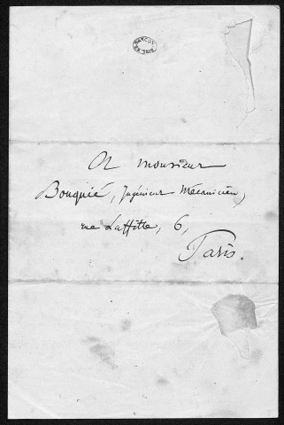 Ms Z 594 - Pierre-Joseph Proudhon. Lettres à Ferdinand Bouquié. 5 octobre 1855 - 18 décembre 1859.