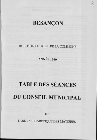 Registre des délibérations du conseil municipal : année 1999, janvier à juin.