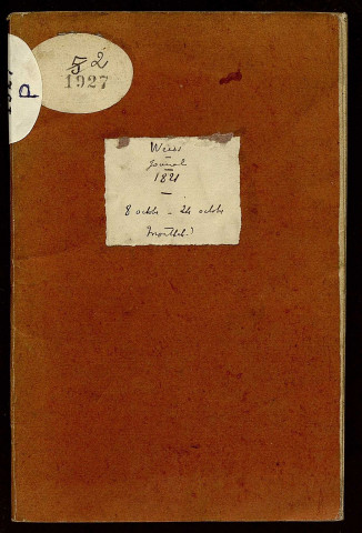 Ms 1927 - Charles Weiss. Carnets de voyage (tome II) : journal 1821, 8-24 octobre. Montbéliard.