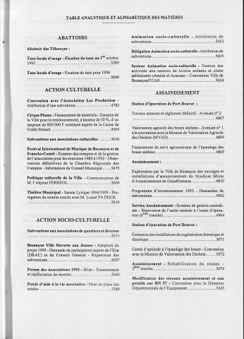 Registre des délibérations du conseil municipal. : Année 1993.