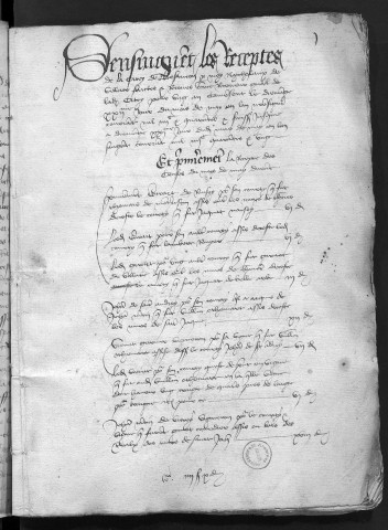 Comptes de la Ville de Besançon, recettes et dépenses, Compte de Nicolas de Velotte (22 mai 1440 - 21 mai 1441)