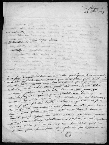 Ms Z 588 - Lettres de François Félix Chevalier à François Nicolas Eugène Droz. 1759-1784.