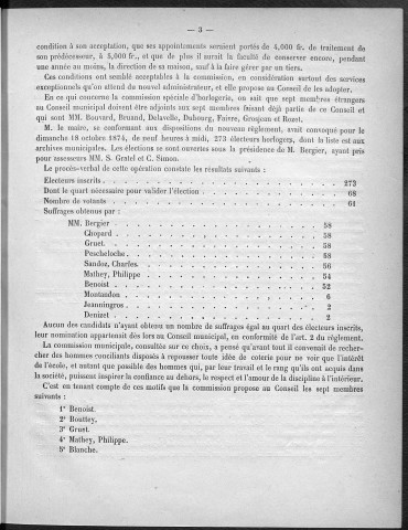 Registre des délibérations du Conseil municipal pour l'année 1875 (imprimé)