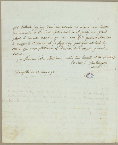 Ms Z 400 - François-Emmanuel d'Emskerque, vicomte de Toulongeon. Lettres. 1790.