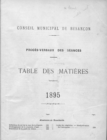 Registre des délibérations du Conseil municipal pour l'année 1895 (imprimé)
