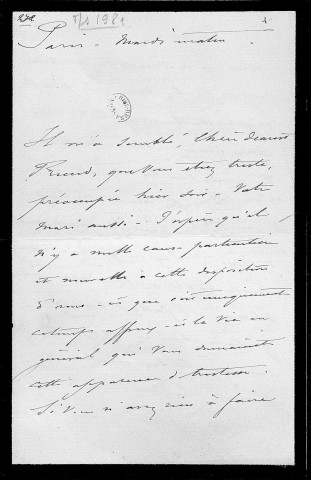 Ms 1981 - Lettres d'Edouard Grenier à Madame de Huppy-Neuville : 13 mars 1888 - 31 décembre 1894 (tome II)