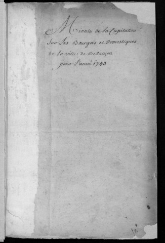 Registre de Capitation pour l'année 1743