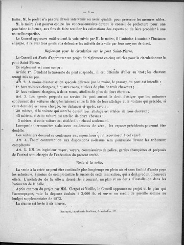 Registre des délibérations du Conseil municipal pour l'année 1873 (imprimé)