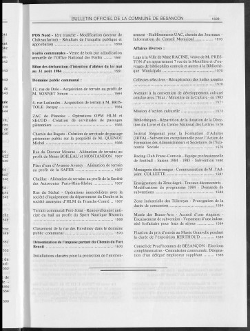 Registre des délibérations du conseil municipal. : Septembre 1984-décembre 1985.