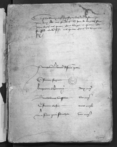 Comptes de la Ville de Besançon, recettes et dépenses, Compte de perception d'un impôt sur les sept bannières, avec noms des imposés (24 juin 1424 - 24 juin 1426)