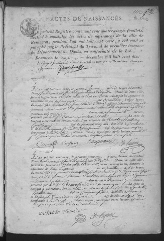 Registre des naissances, 1811