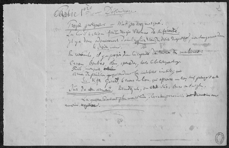 Ms 2860 - Pierre-Joseph Proudhon. Notes sur La Guerre et la paix.