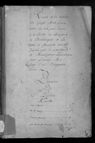 Registre de Capitation pour l'année 1753