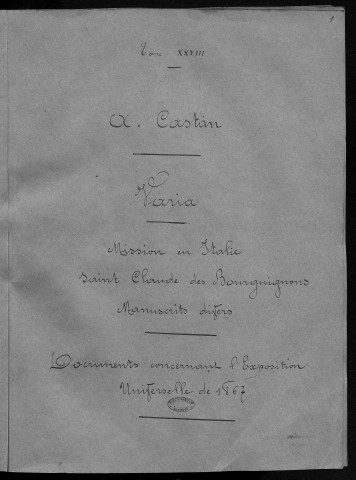 Ms 1824 - Notes diverses d'Auguste Castan (1833-1892)