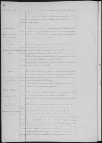 Registre des délibérations du Conseil municipal, avec table alphabétique, du 13 août 1887 au 21 décembre 1889