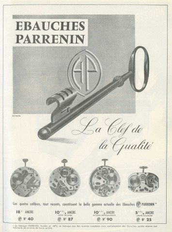 Etablissements Parrenin (Villers-le-Lac) : publicité extraite de la revue "La montre française"