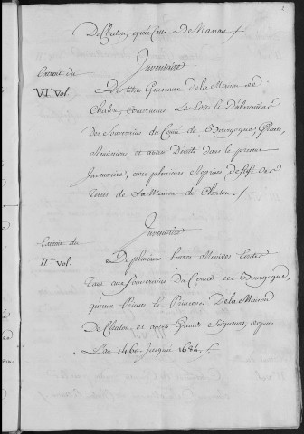 Ms Droz 13 - « Inventaire des titres de la maison de Chalon. Titres généraux. 1er volume. » Table