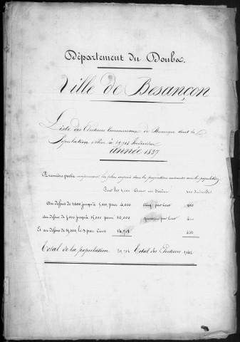 Listes électorales générales pour l'année 1837 et l'année 1838