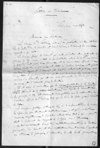 Ms 2819 - Pierre-Joseph Proudhon. Appel du jugement rendu par le Tribunal de police correctionnelle de la Seine le 2 juin 1858.