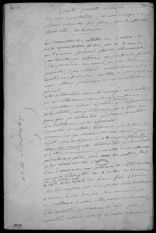 Ms 1784 - Mission de Jean-Baptiste d'Auxiron à Paris pour les affaires de la cité de Besançon (1769-1770). Mémoires et correspondance