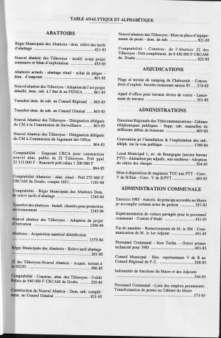 Registre des délibérations du conseil municipal. : Janvier 1983-juin 1984 ; table triennale 1983-1985.