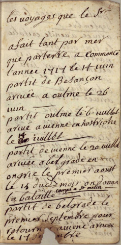 Ms 1710 - Carnets de voyage et de correspondance des chirurgiens franc-comtois Antide Bassot (1742-1815) et Joseph Bassot (mort en 1842)