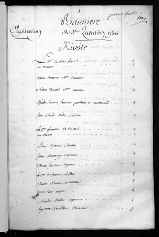 Registre de Capitation pour l'année 1763, et rôle du 3°/20° (1763)