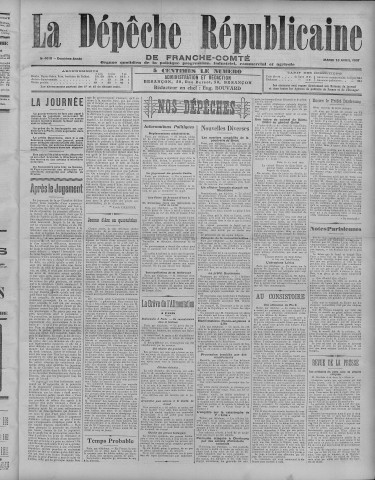16/04/1907 - La Dépêche républicaine de Franche-Comté [Texte imprimé]