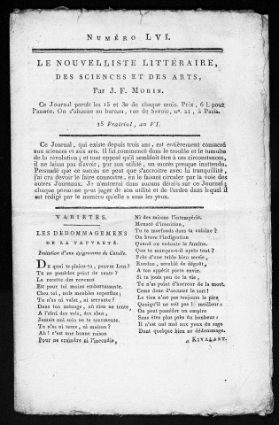 03/06/1798 - Le Nouvelliste littéraire [Texte imprimé]