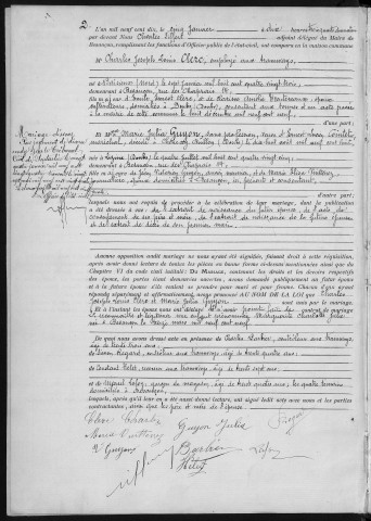 Registre des mariages, 1910