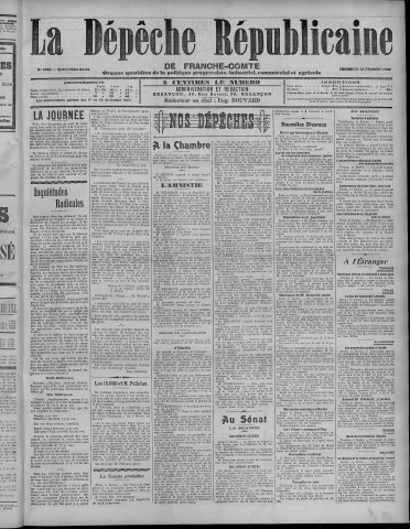 12/02/1909 - La Dépêche républicaine de Franche-Comté [Texte imprimé]