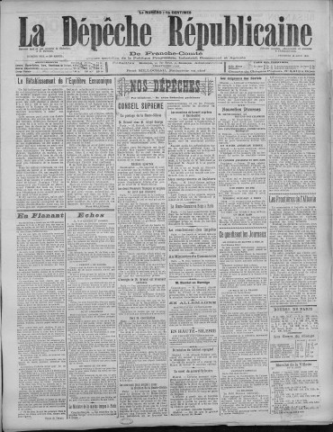 12/08/1921 - La Dépêche républicaine de Franche-Comté [Texte imprimé]