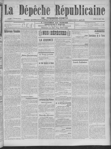 10/08/1908 - La Dépêche républicaine de Franche-Comté [Texte imprimé]