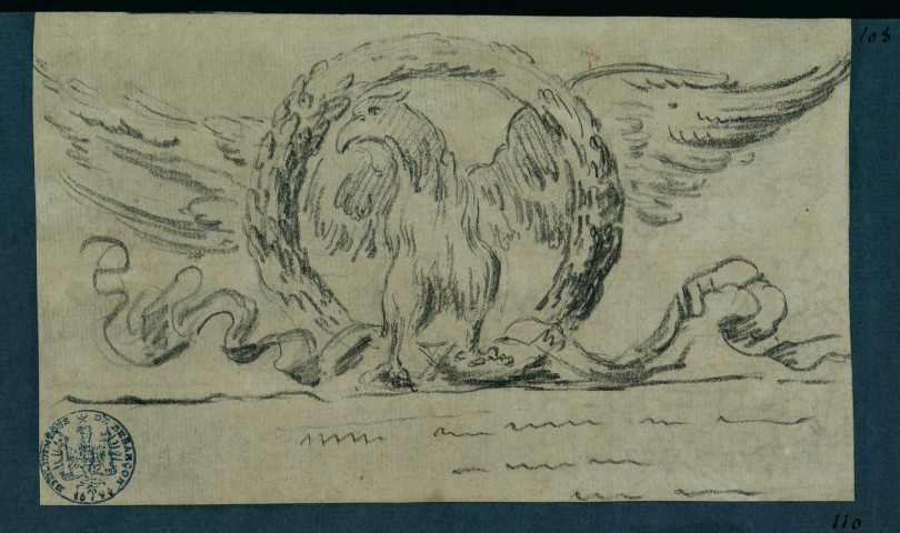 Motif ornemental : aigle dans une couronne de palmes , [S.l.] : [s.n.], [1700-1800]