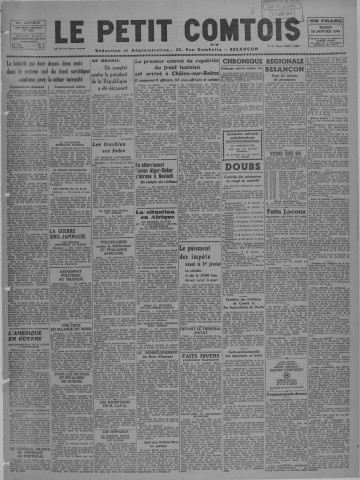 19/01/1943 - Le petit comtois [Texte imprimé] : journal républicain démocratique quotidien